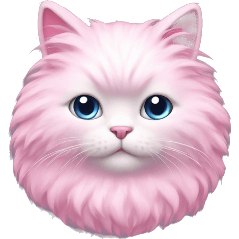 pink fluffy cat with bow emoji