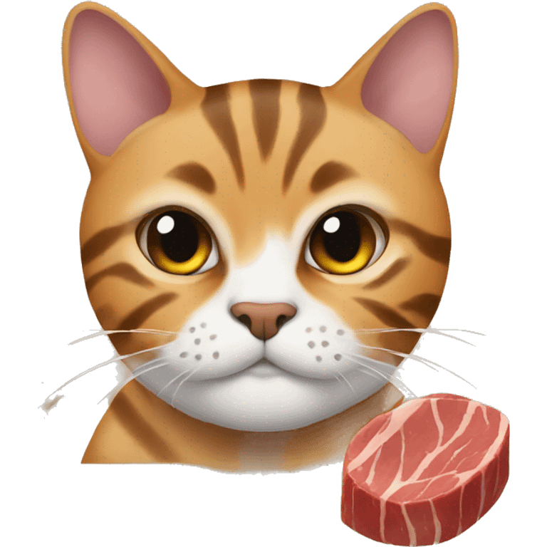 Cat, bengal, eat meat emoji