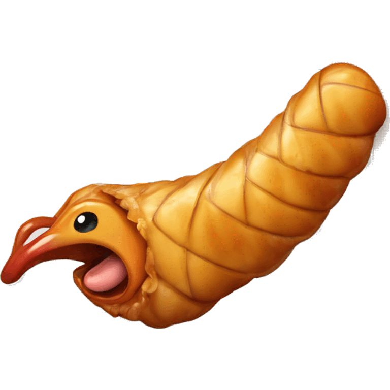 A worm eating a chicken wing emoji