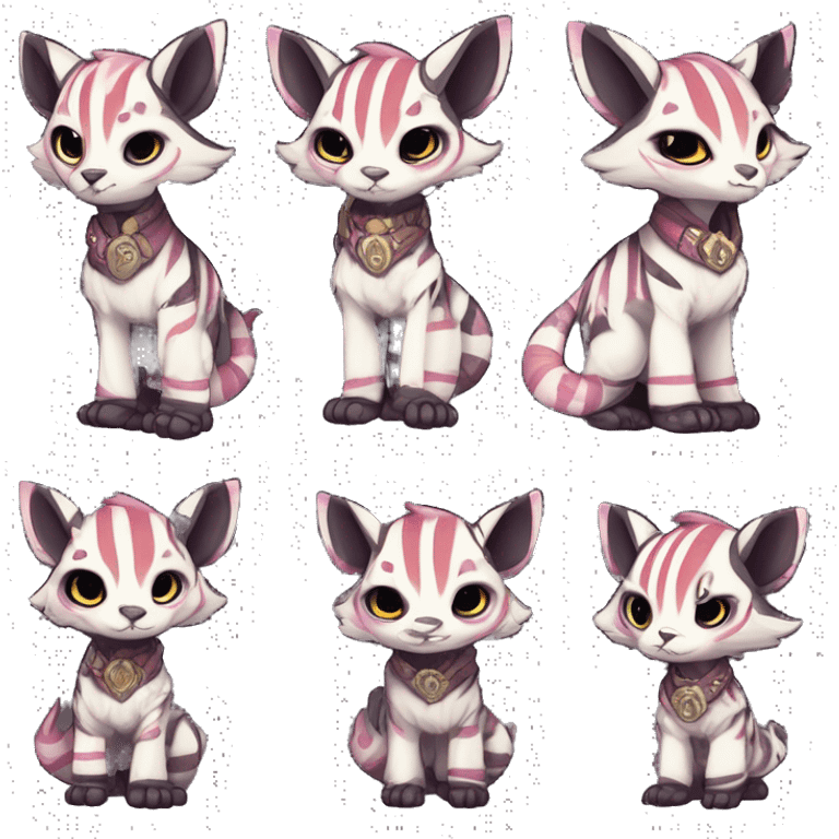 cute Kawaii edgy shy fantasy animal fursona Fionbri Vernid creature by griffsnuff & LiLaiRa & Falvie with with cool stripe patterns full body emoji