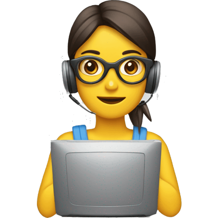 chica morocha con una computadora emoji