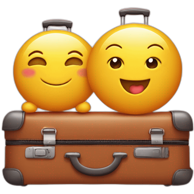 Two cute suitcases one small and one big smiling emoji