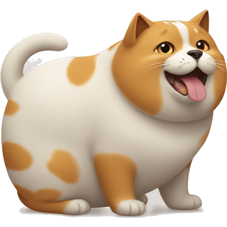 Fat cat playing with skinny dog emoji