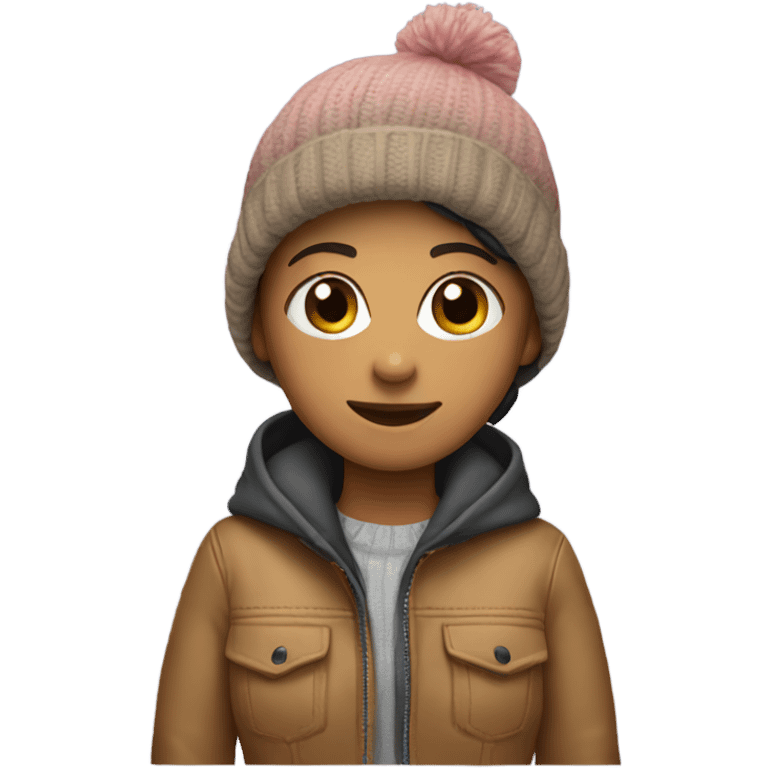 Girl wearing jacket and beanie  emoji