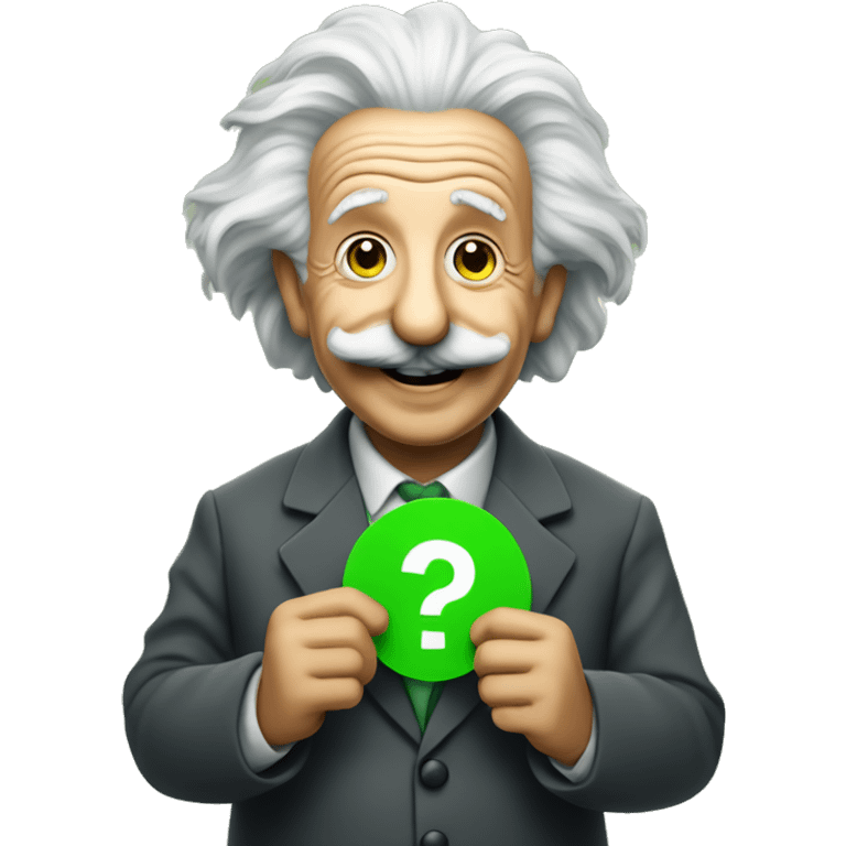 happy albert einstein holding green check mark in one hand emoji