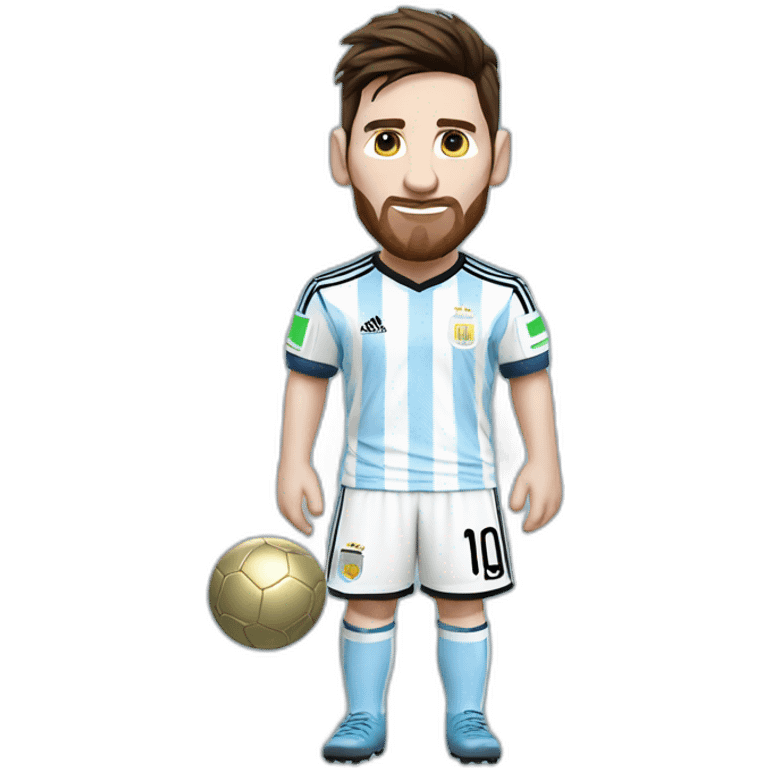 messi con la camiseta de argentina con la copa del mundo levantandola emoji