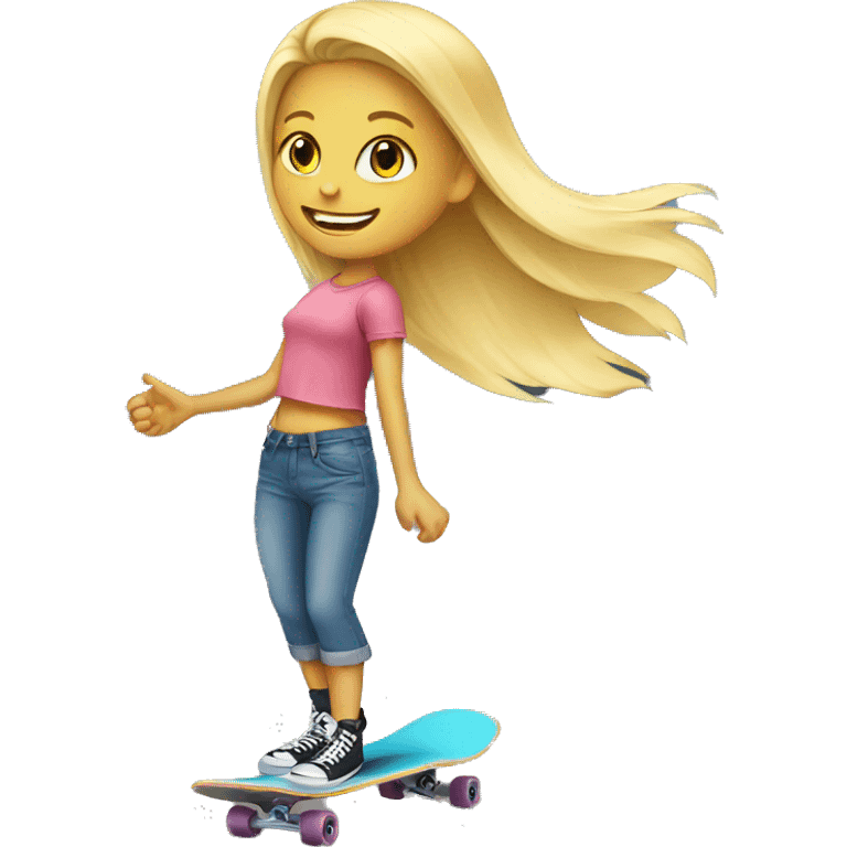 Blond girl on a skateboard  emoji