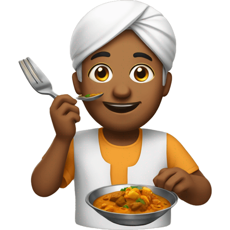 Indian eating curry emoji