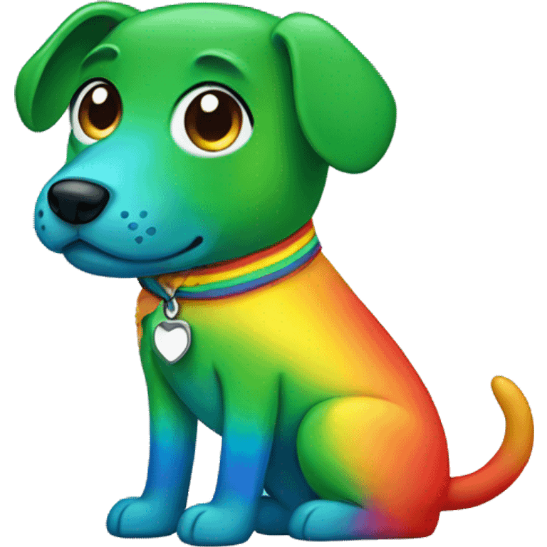 Green dog wearing rainbow   emoji