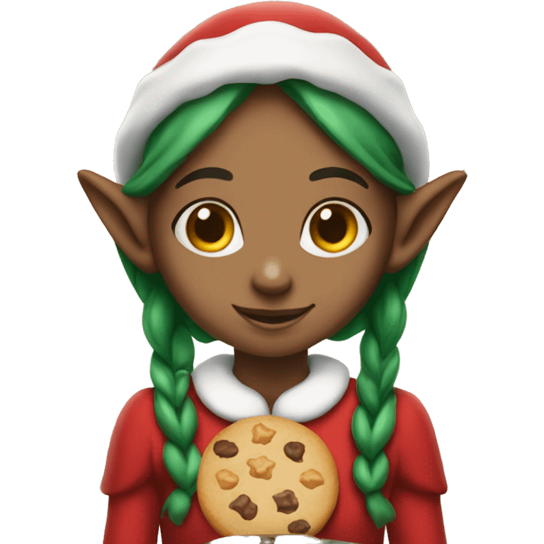 girl elf with cookies emoji