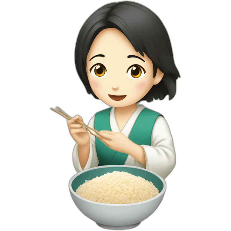 japanese girl eating rice emoji