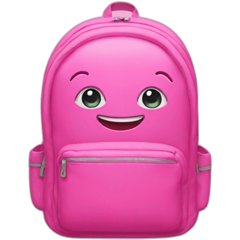 Pink backpack with eyes and smile emoji