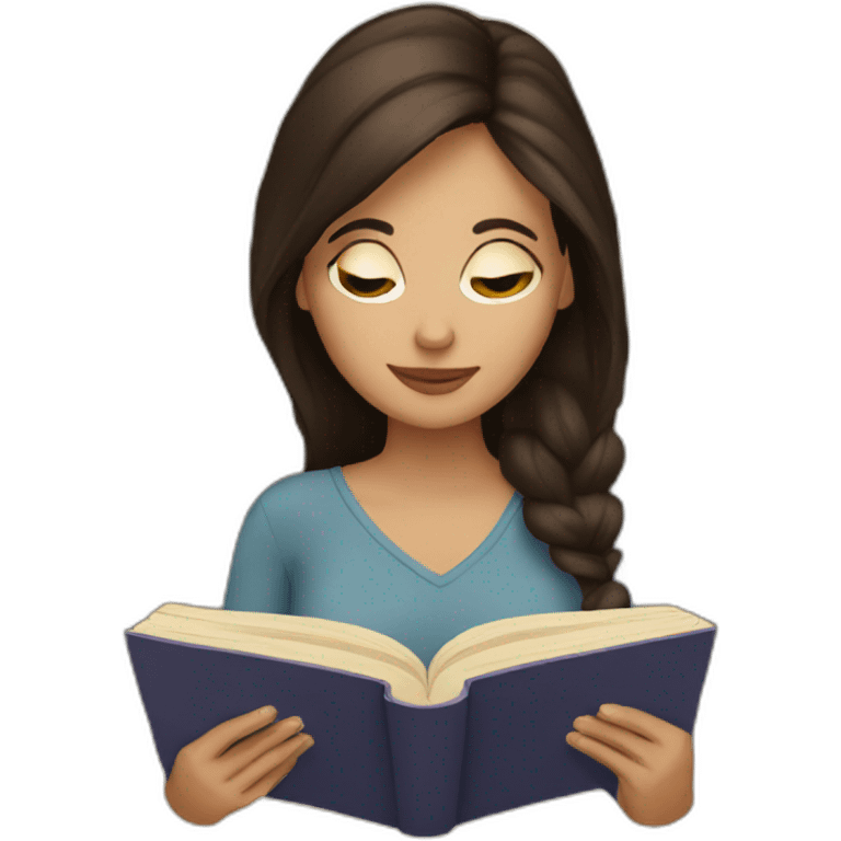 Brunette reading a book emoji