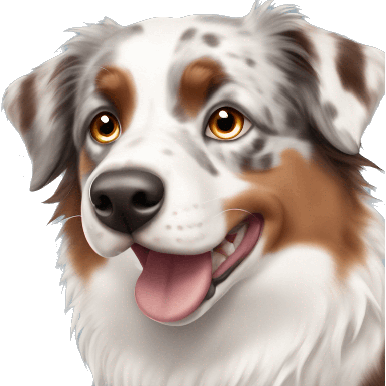 Red merle Australian shepherd with light blue eyes. emoji