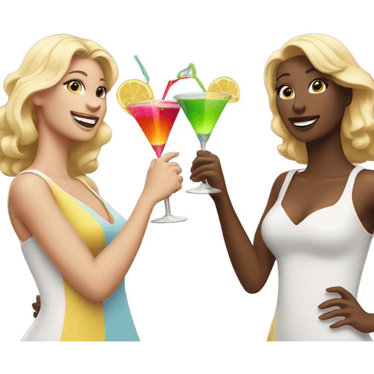 2 dancing blonde ladies with cocktails  emoji