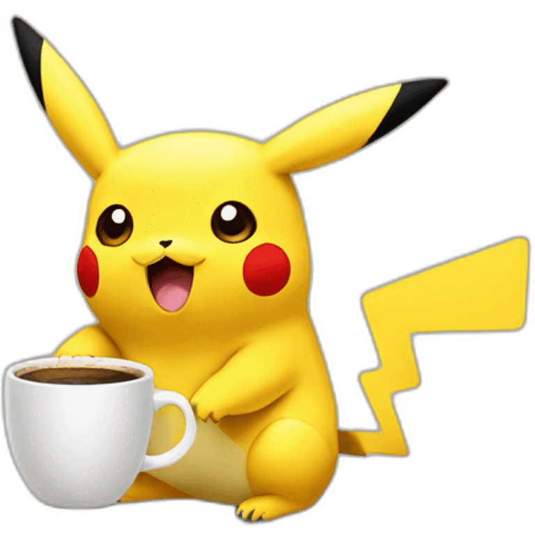 pikachu with coffee emoji