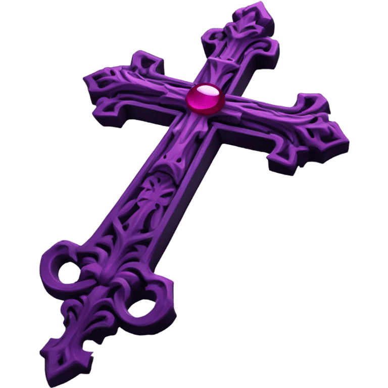 Gothic aesthetic cross in dark purple with dark pink accents  emoji