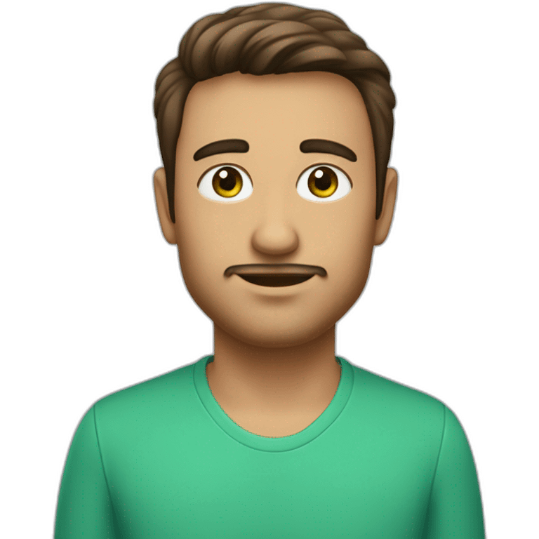 Homme brun au yeux vert bleu et au teint mat de 45 ans emoji