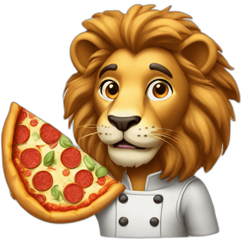 lion cook pizza emoji