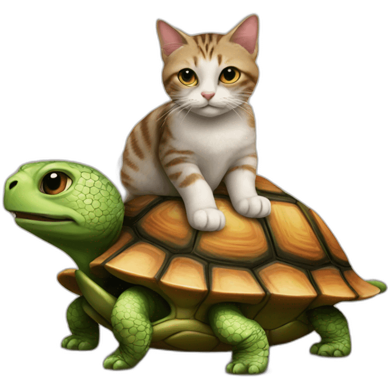 Cat on turtle emoji