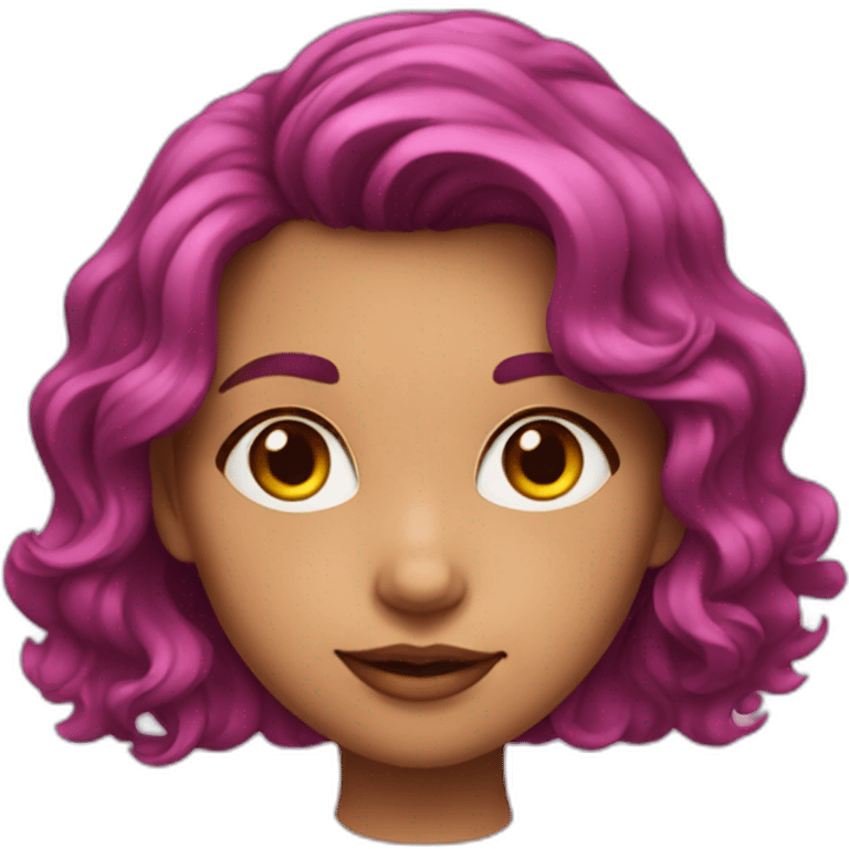 A young girl with dark pink medium length wavy hair emoji