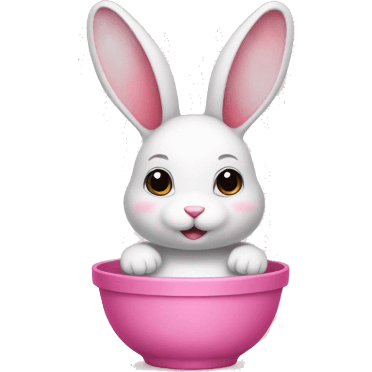 the most cute bunnie with pink bowls emoji