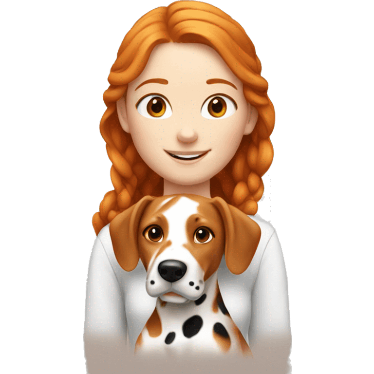 Ginger girl with brown Dalmatian  emoji