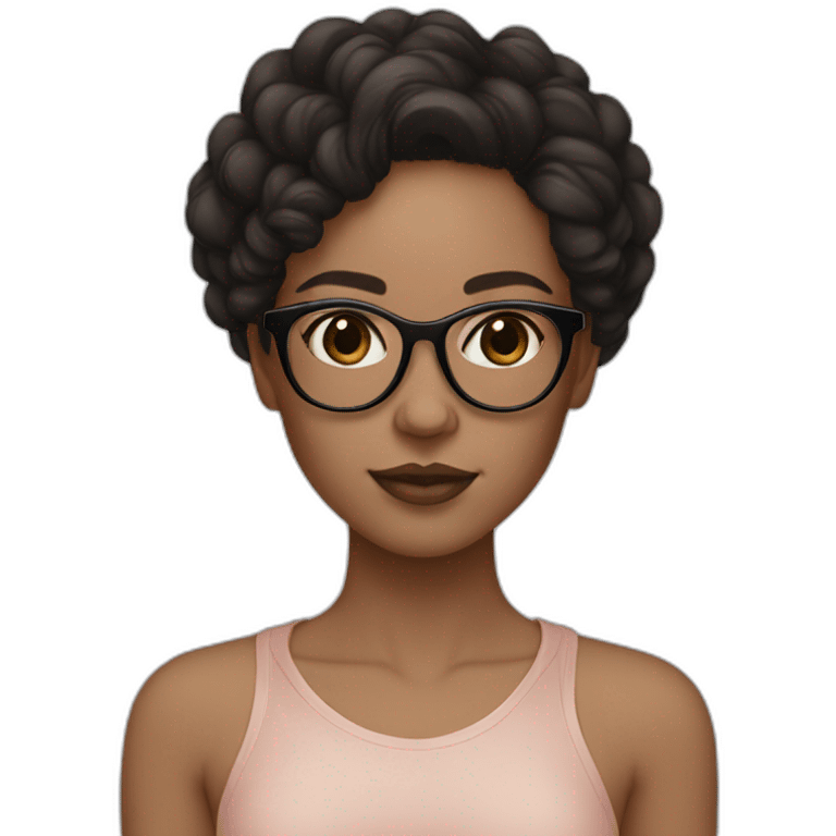 light skin girl with rose gold glasses and black to brown hair emoji