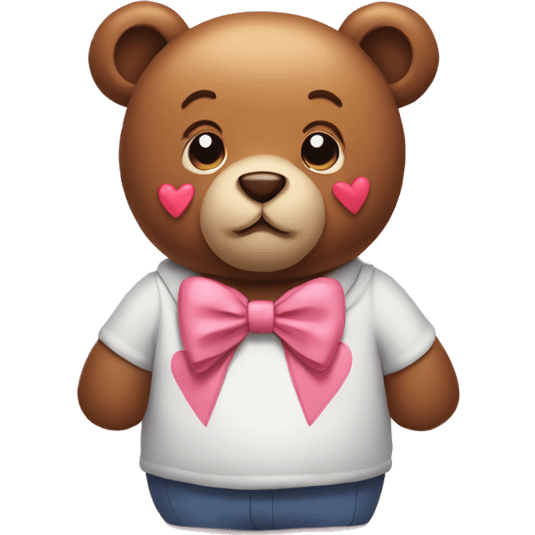 Bear wearing bow that is cute with hearts emoji