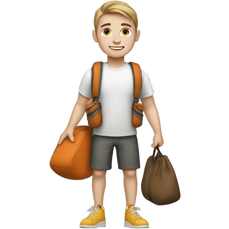 white skin young guy with sport bag emoji