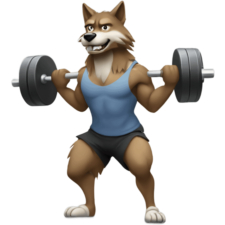 Wolf lifting weights emoji