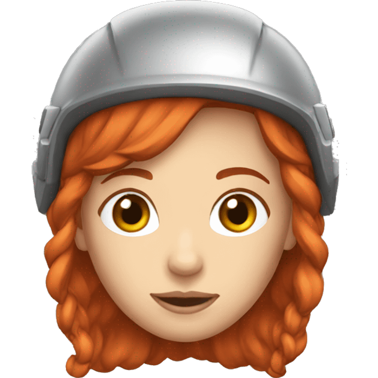 a red hair female with mountaineer helmet emoji