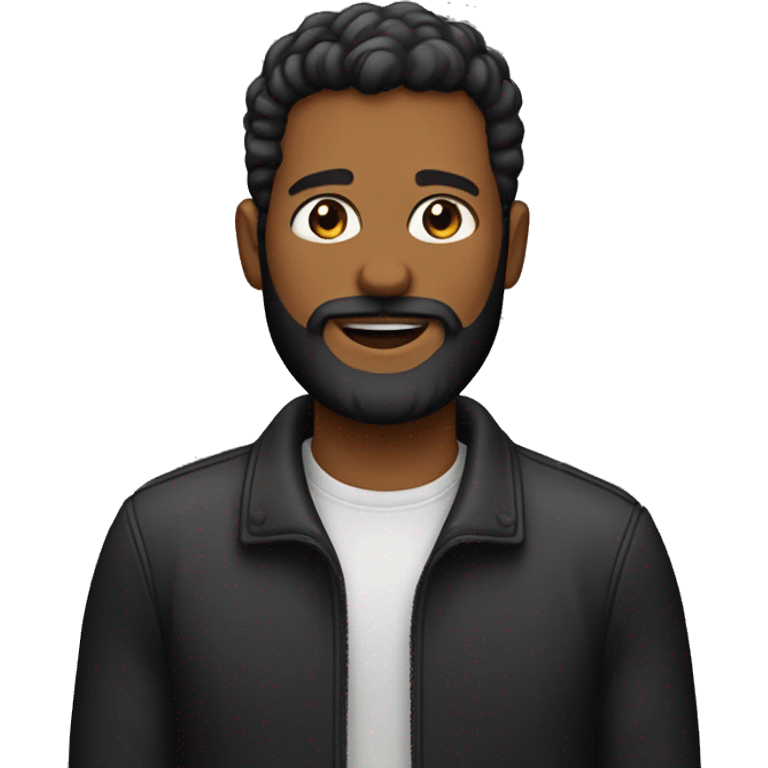 Humano con chaqueta negra y barba  emoji