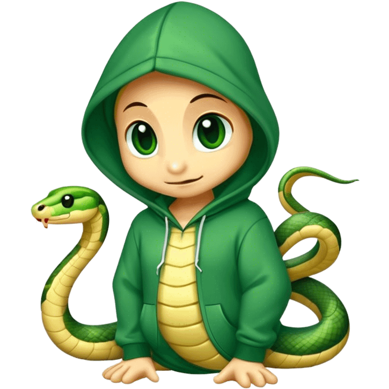 cute snake wearing a green hoodie emoji