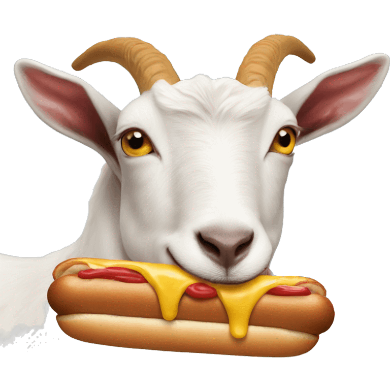 Goat eating a hotdog emoji