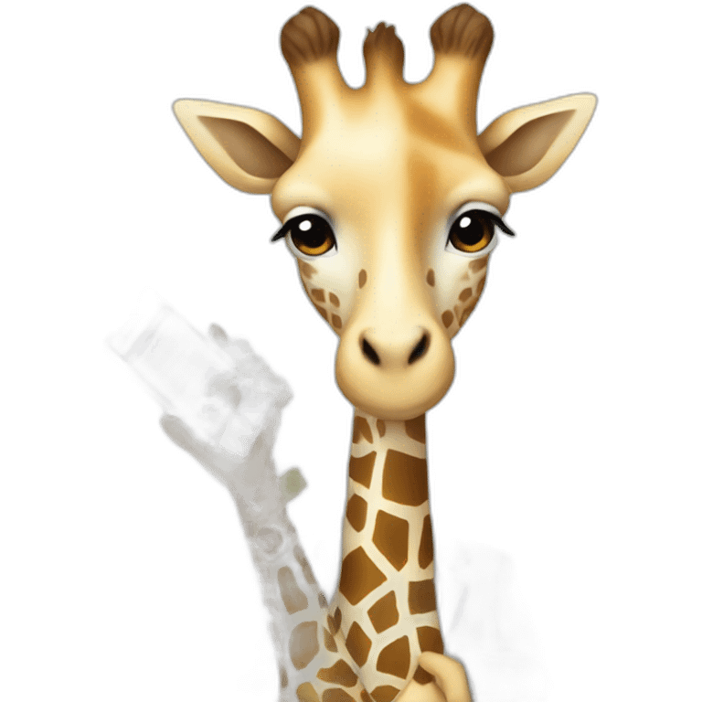 white clothed giraffe with hands holding a smartphone and a ruler  emoji