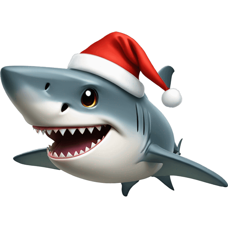 Shark with santa hat   emoji