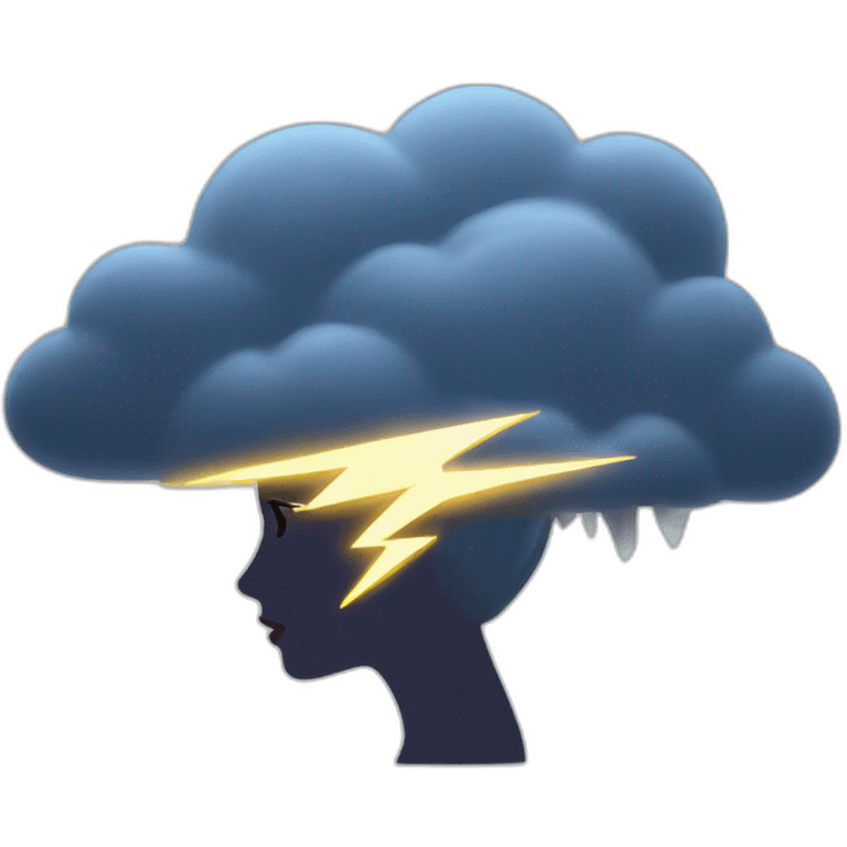 storm cloud with lightning coming out top of woman's head emoji