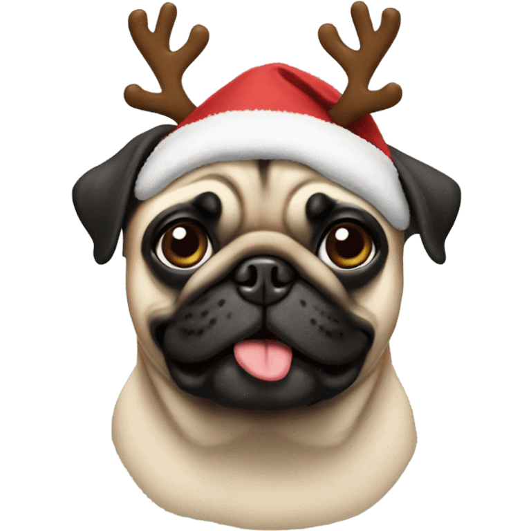 Pug with reindeer ears emoji