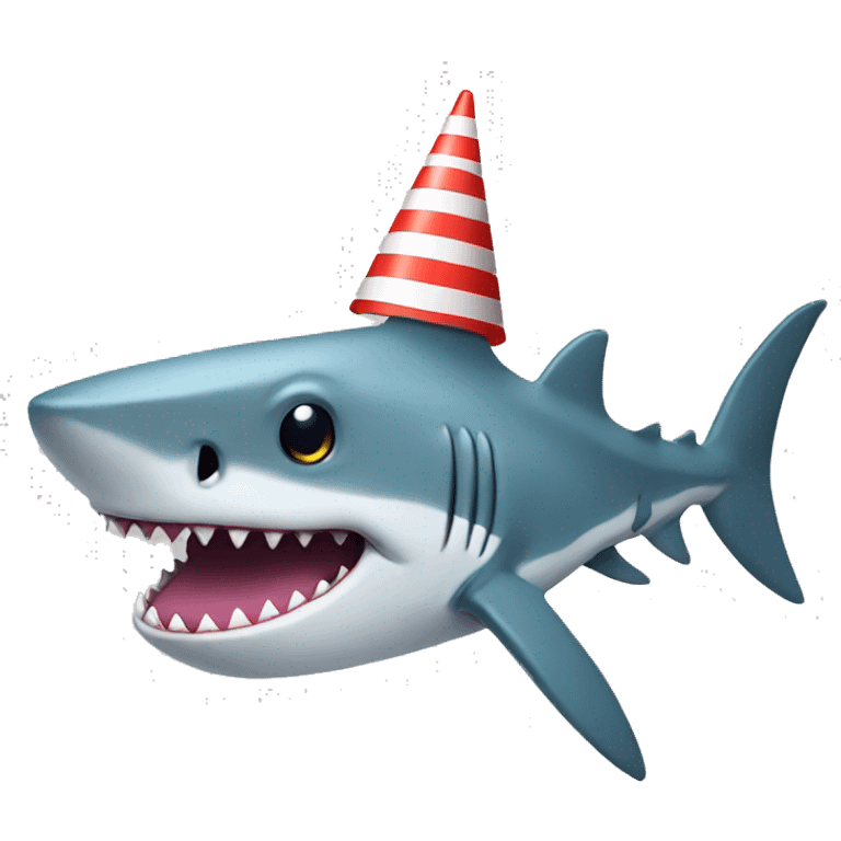 Shark with a birthday hat emoji