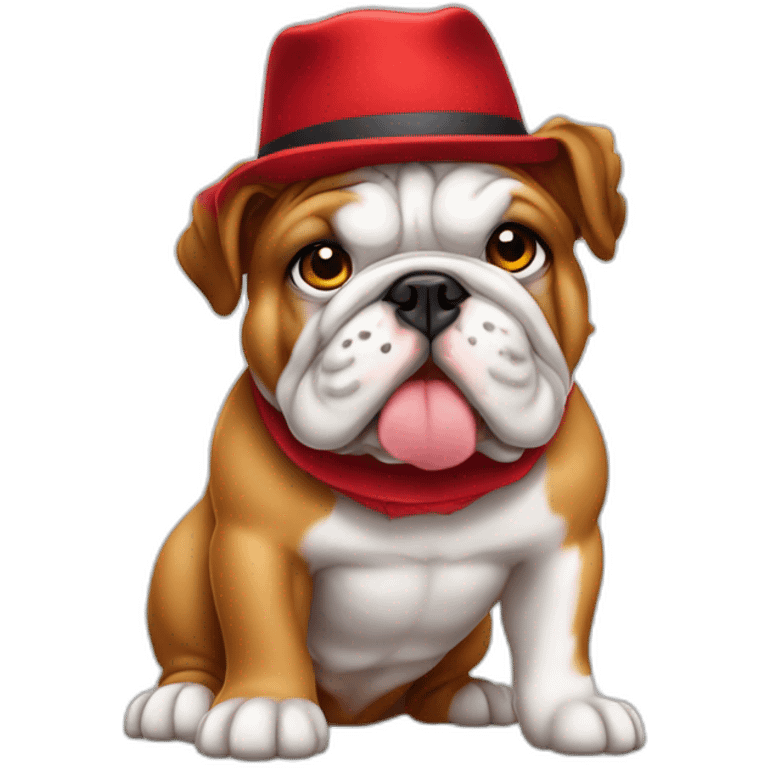 bulldog frances branco usando boné vermelho emoji