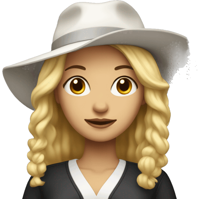 phd hat woman white skin and blond hair with PhD  emoji