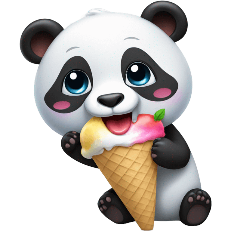 Panda eating ice cream emoji