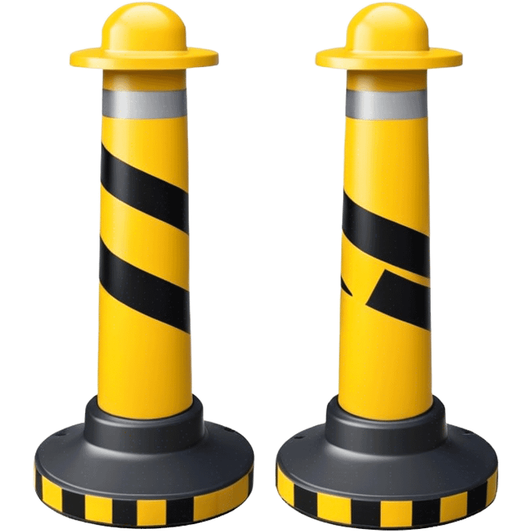 Two reflector-equipped traffic bollards with a caution tape stretched between them, marking a restricted or blocked area emoji