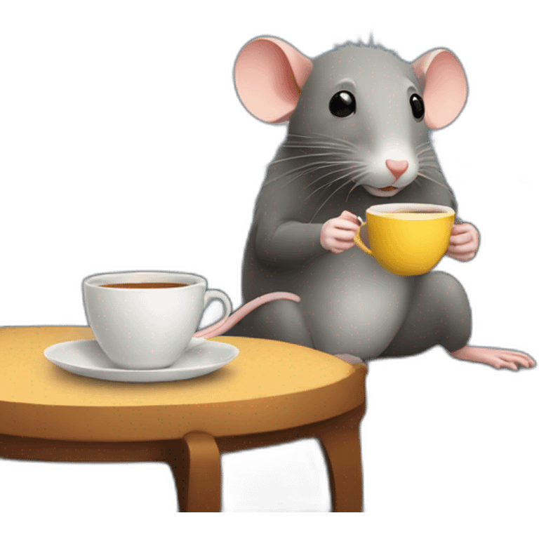 a rat drinking tea on the couch emoji