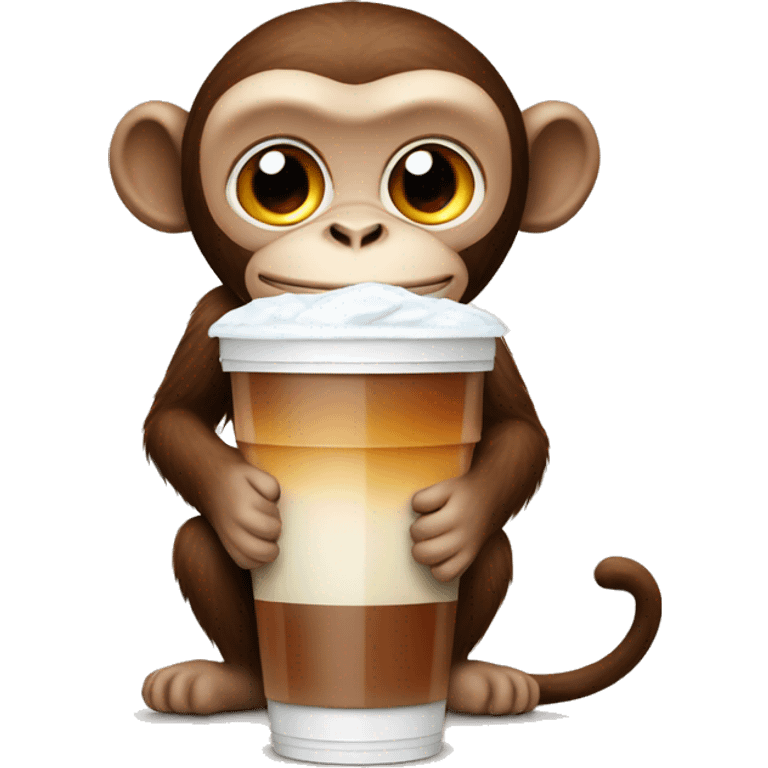 Monkey with iced americano  emoji