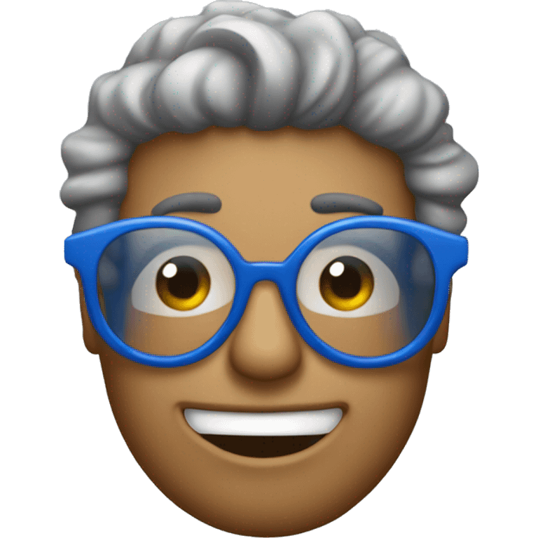 Hombre cantando con el pelo azul y lentes de sol emoji