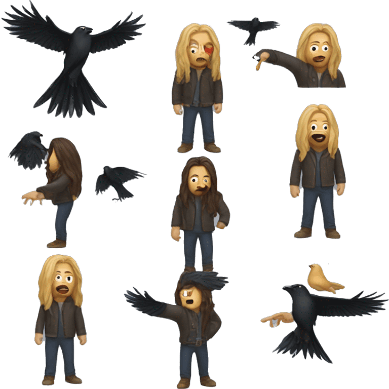 Long hair man shooting crows emoji