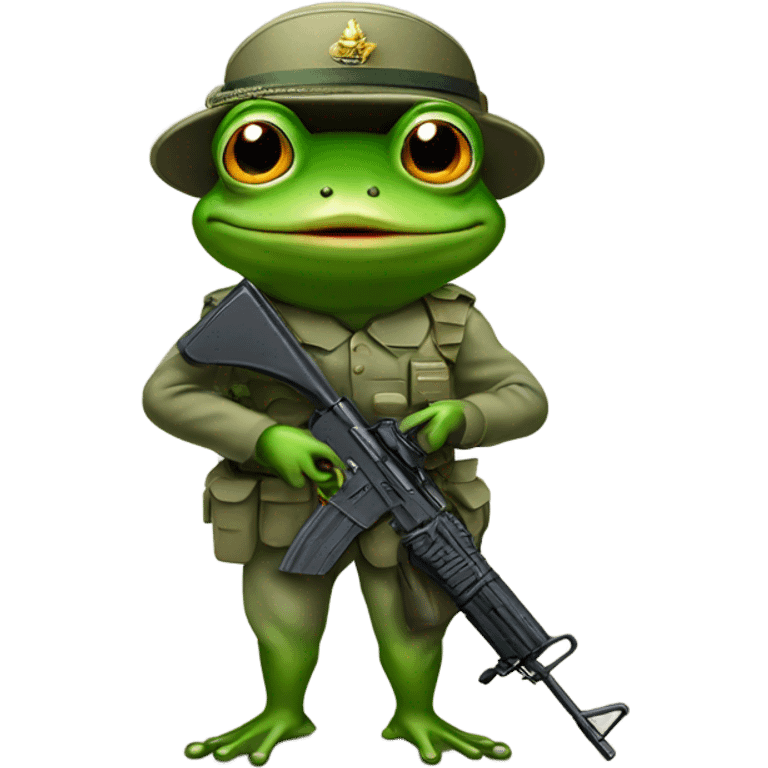 frog in military uniform with ak-47 emoji