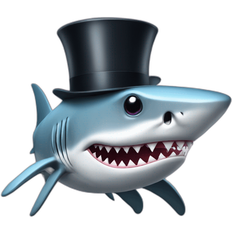 Shark with a top hat emoji